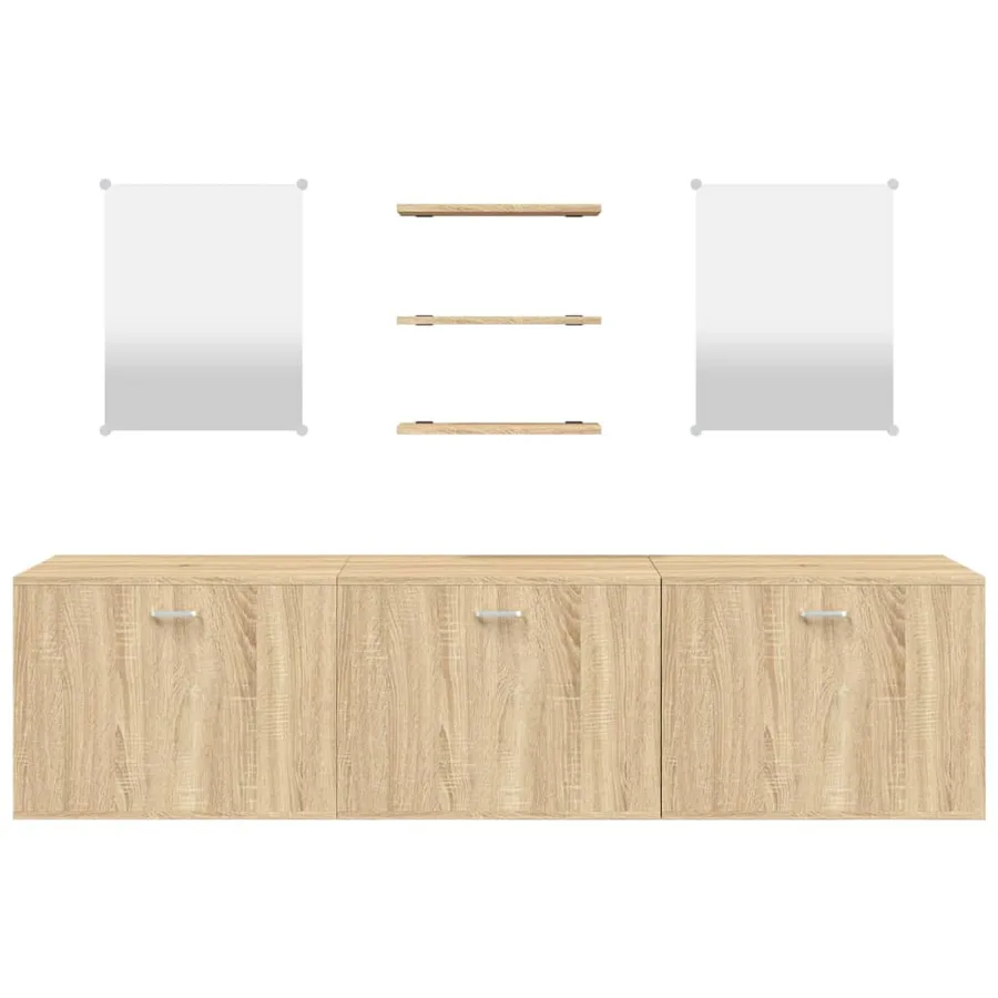 Ensemble de meubles salle de bain 6 pcs chêne bois d'ingénierie - 4