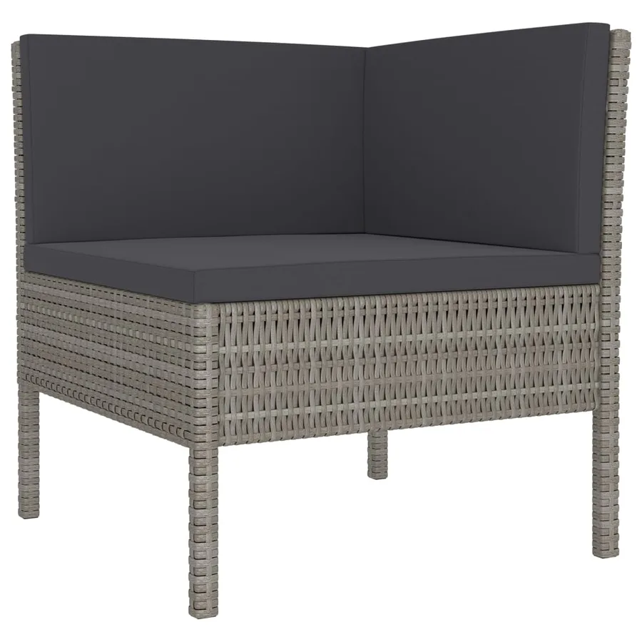 Salon de jardin 8 pcs avec coussins résine tressée gris - 3