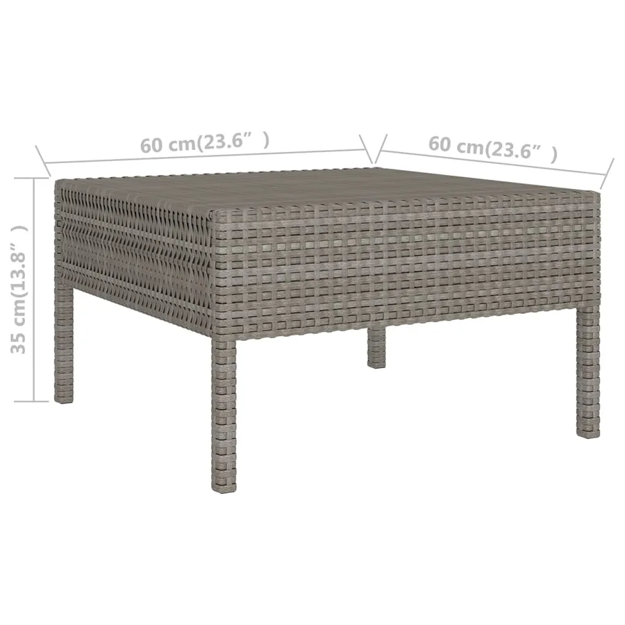 Salon de jardin 8 pcs avec coussins résine tressée gris - 6