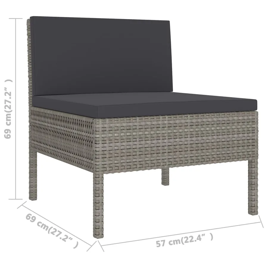Salon de jardin 8 pcs avec coussins résine tressée gris - 8