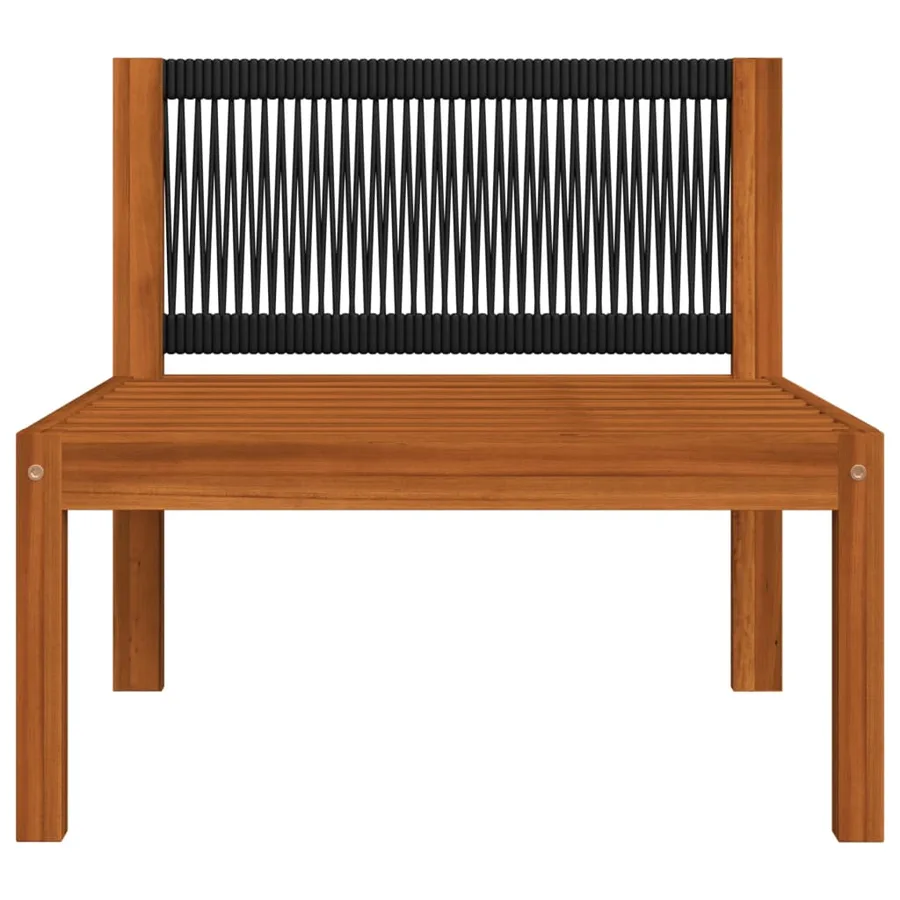 Salon de jardin 7 pièces avec coussins, bois d'acacia crème et corde - 10