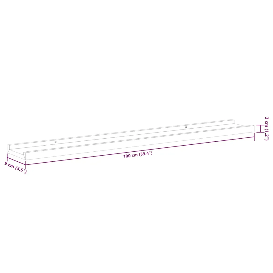 Étagères murales 4 pcs Blanc brillant 100x9x3 cm - 10