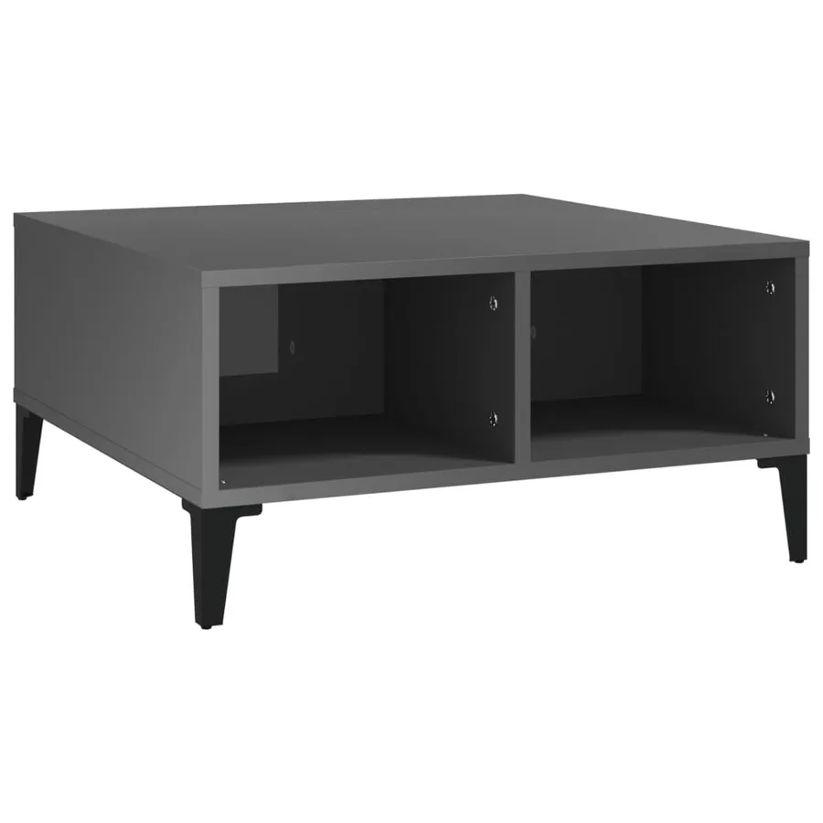 Table basse gris brillant 60x60x30 cm bois d'ingénierie - 2
