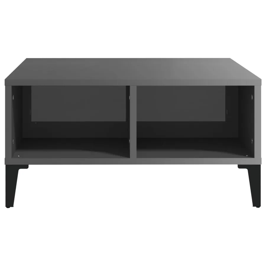 Table basse gris brillant 60x60x30 cm bois d'ingénierie - 3