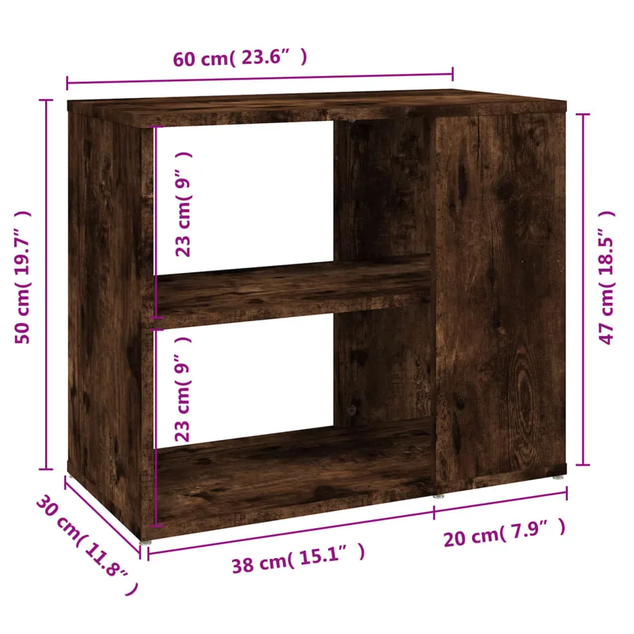 Armoire latérale Chêne fumé 60x30x50 cm Bois d'ingénierie - 7