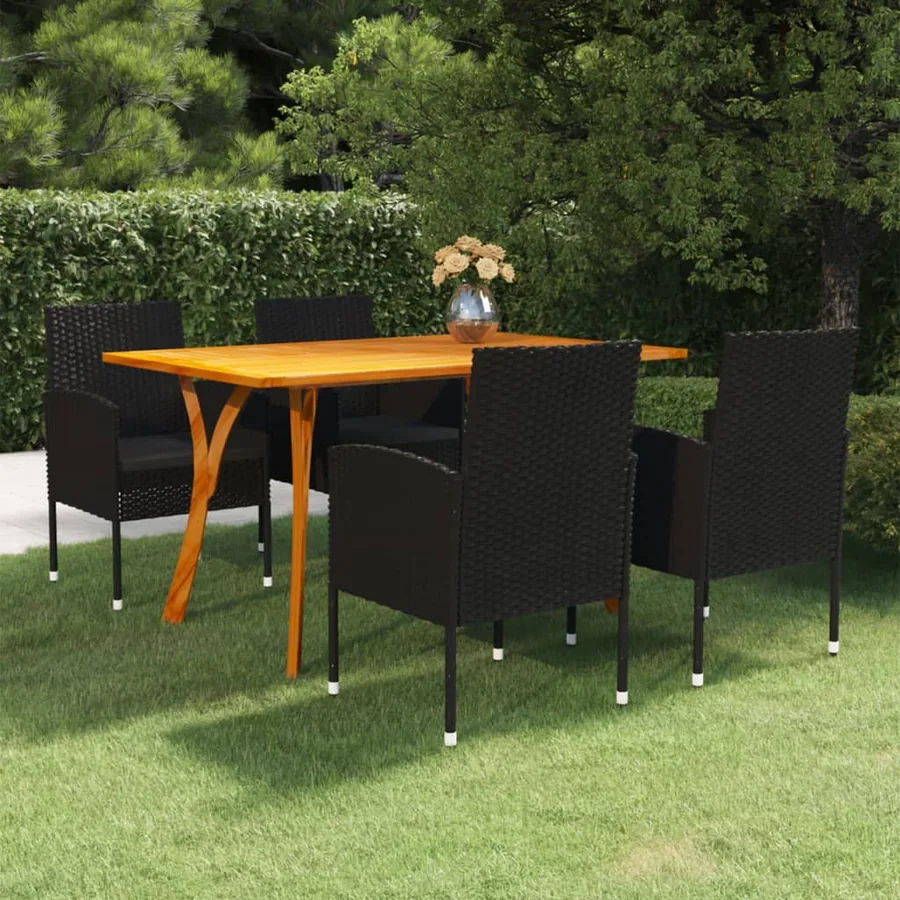 Ensemble à manger de jardin 5 pcs Noir