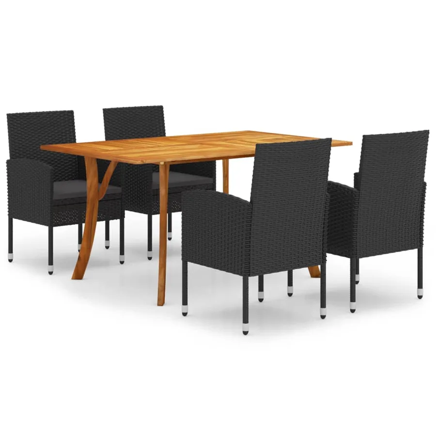 Ensemble à manger de jardin 5 pcs Noir - 2