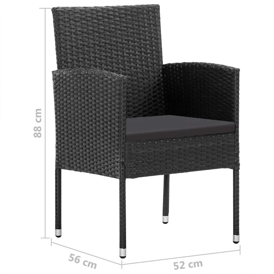 Ensemble à manger de jardin 5 pcs Noir - 9
