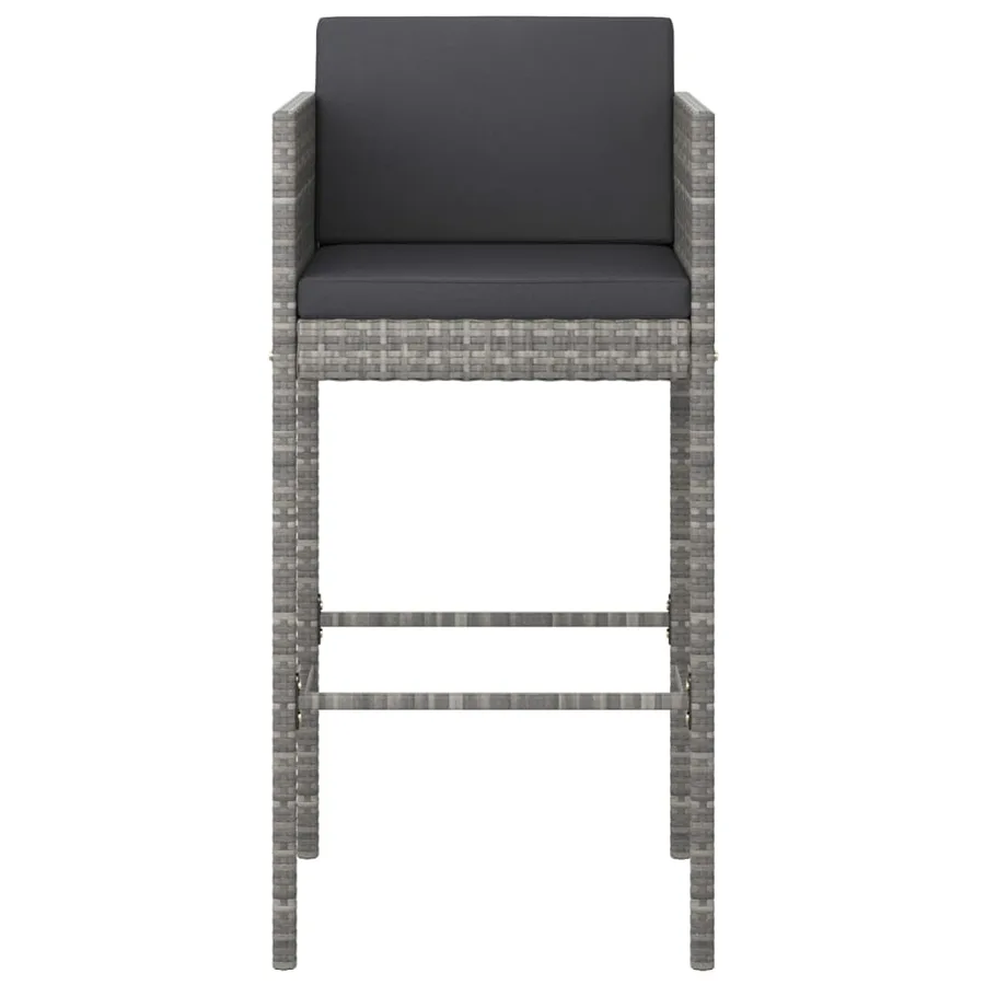 Tabourets de bar lot de 4 avec coussins gris résine tressée - 4