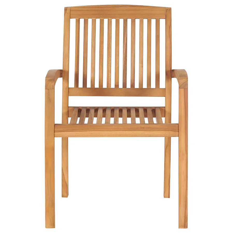 Chaises de jardin empilables avec coussins lot de 6 Teck solide - 5
