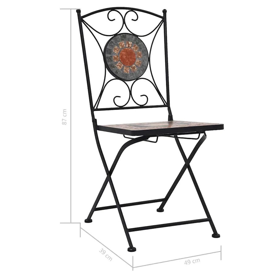 Ensemble de bistro 3 pcs mosaïque Carreau céramique Orange/Gris - 14