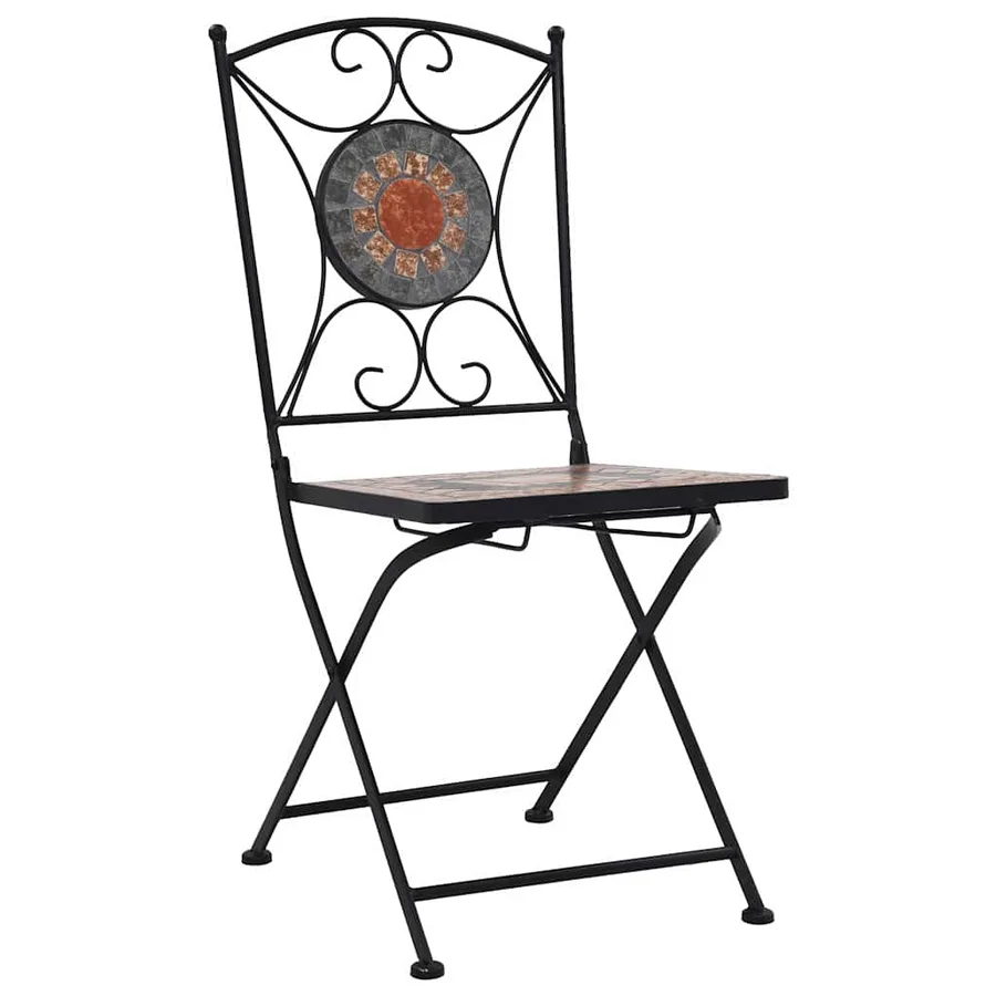 Ensemble de bistro 3 pcs mosaïque Carreau céramique Orange/Gris - 3
