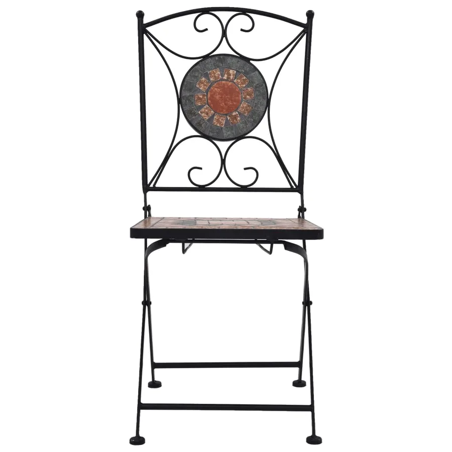 Ensemble de bistro 3 pcs mosaïque Carreau céramique Orange/Gris - 5