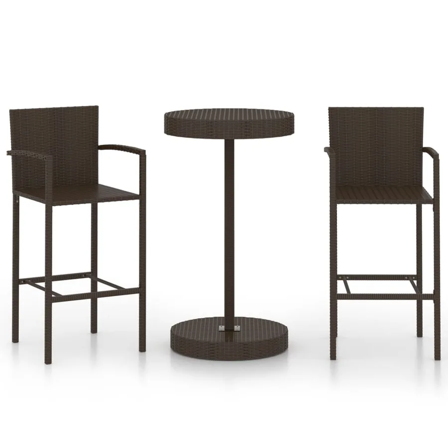 Ensemble de bar de jardin 3 pcs Résine tressée Marron - 2