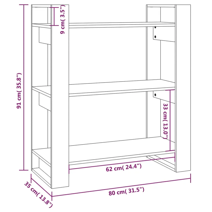 Bibliothèque/Séparateur de pièce Blanc 80x35x91 cm Pin solide - 8