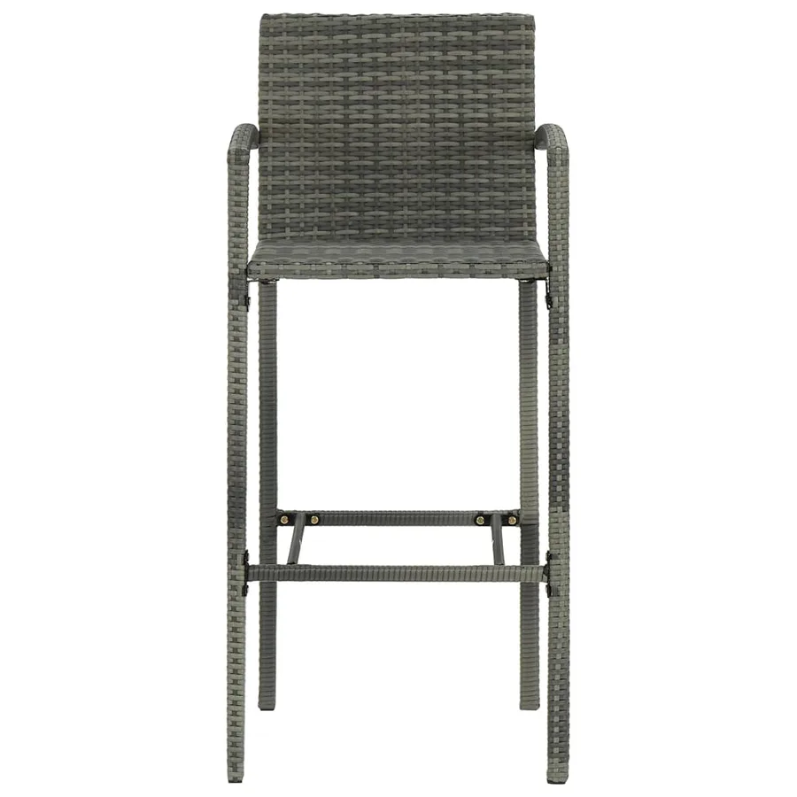 Tabourets de bar lot de 4 gris résine tressée - 3