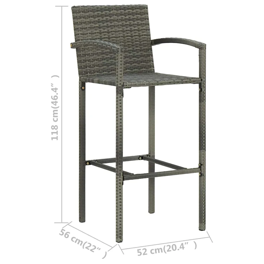 Tabourets de bar lot de 4 gris résine tressée - 8