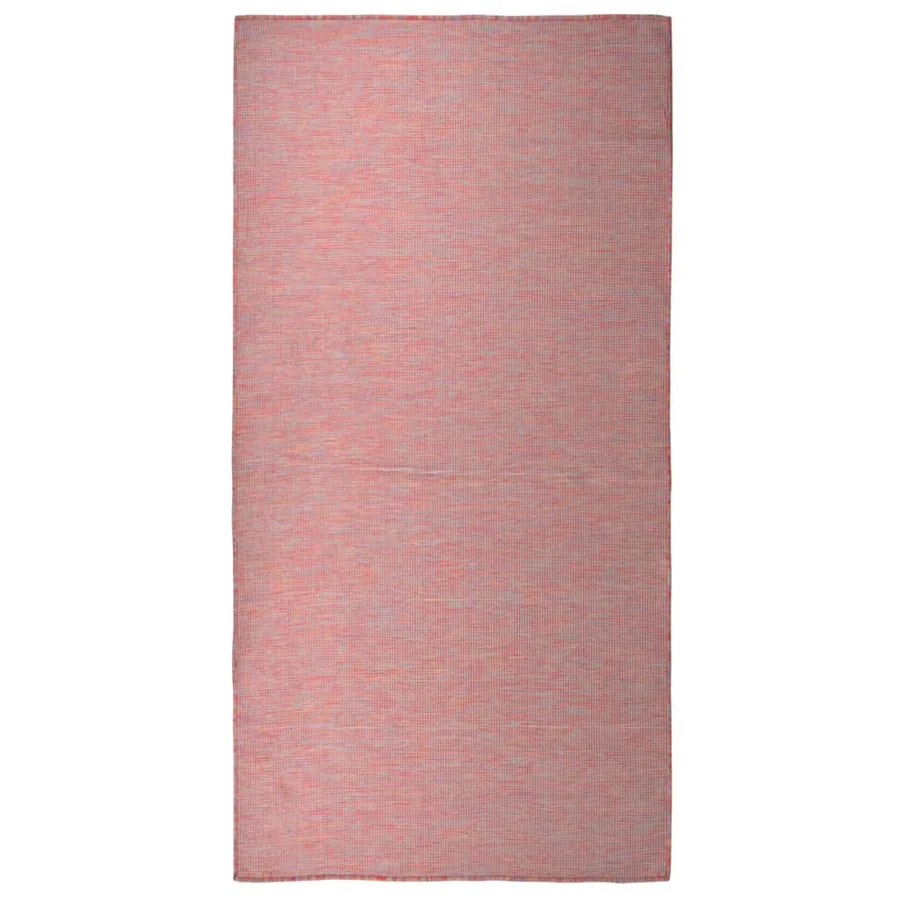 Tapis à tissage plat d'extérieur 100x200 cm Rouge
