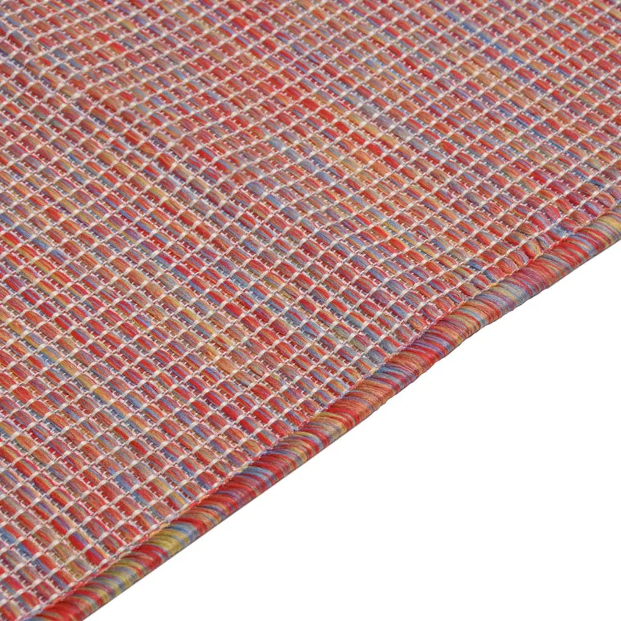 Tapis à tissage plat d'extérieur 100x200 cm Rouge - 4