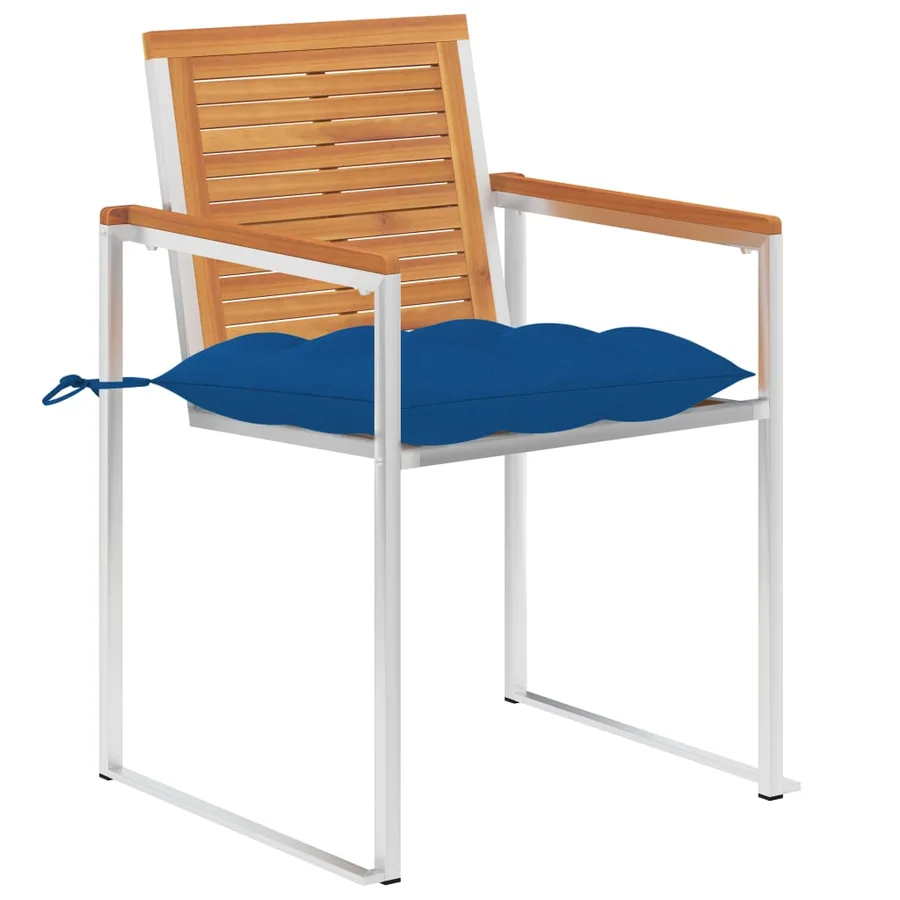 Chaises de jardin avec coussins lot de 2 Acacia solide et acier - 2