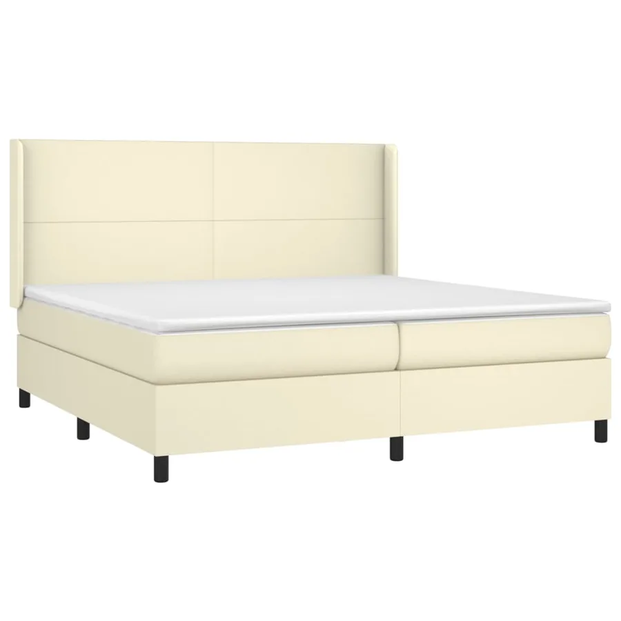 Sommier à lattes de lit matelas LED Crème 200x200 cm Similicuir - 4