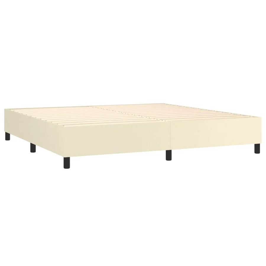 Sommier à lattes de lit matelas LED Crème 200x200 cm Similicuir - 5