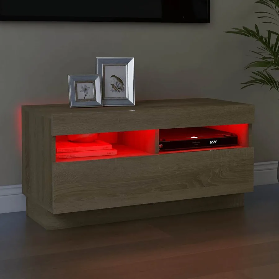 Meuble TV avec lumières LED chêne sonoma 80x35x40 cm - 3