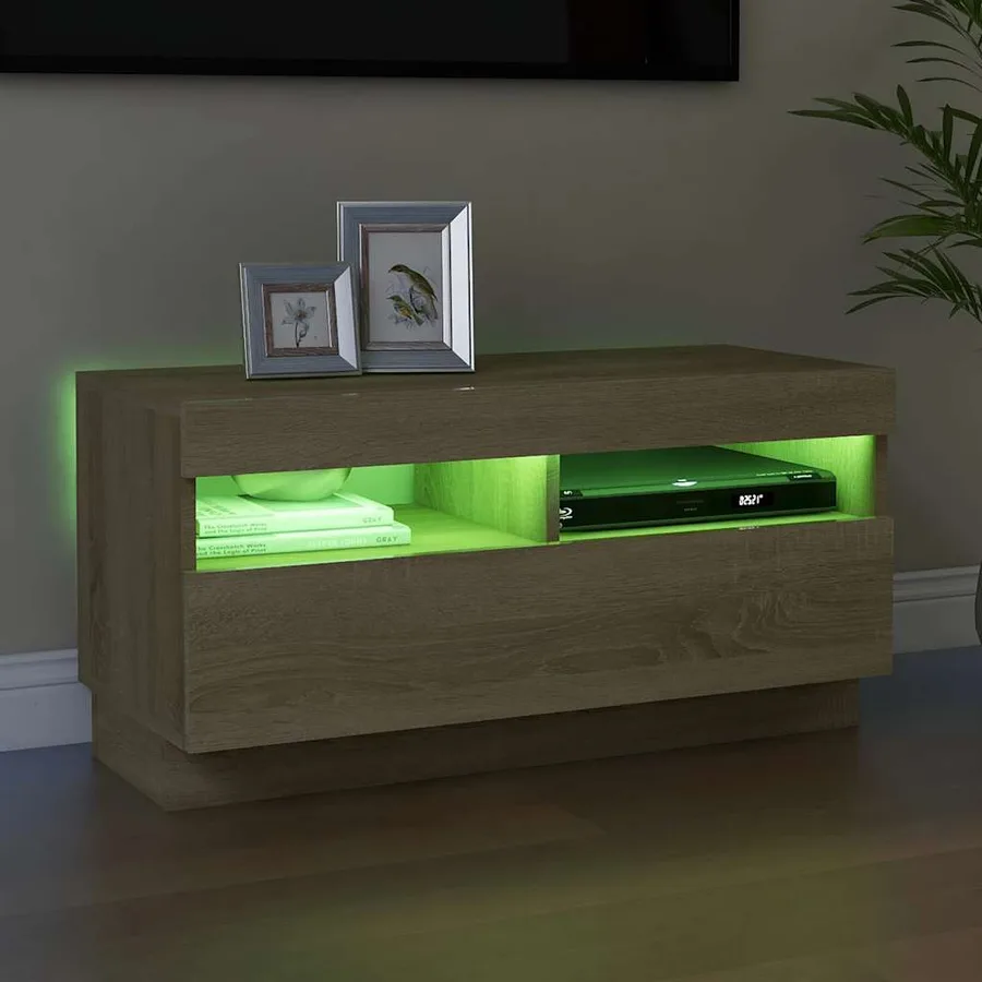 Meuble TV avec lumières LED chêne sonoma 80x35x40 cm - 4