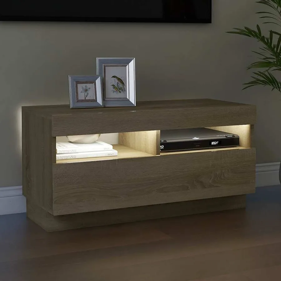 Meuble TV avec lumières LED chêne sonoma 80x35x40 cm - 5
