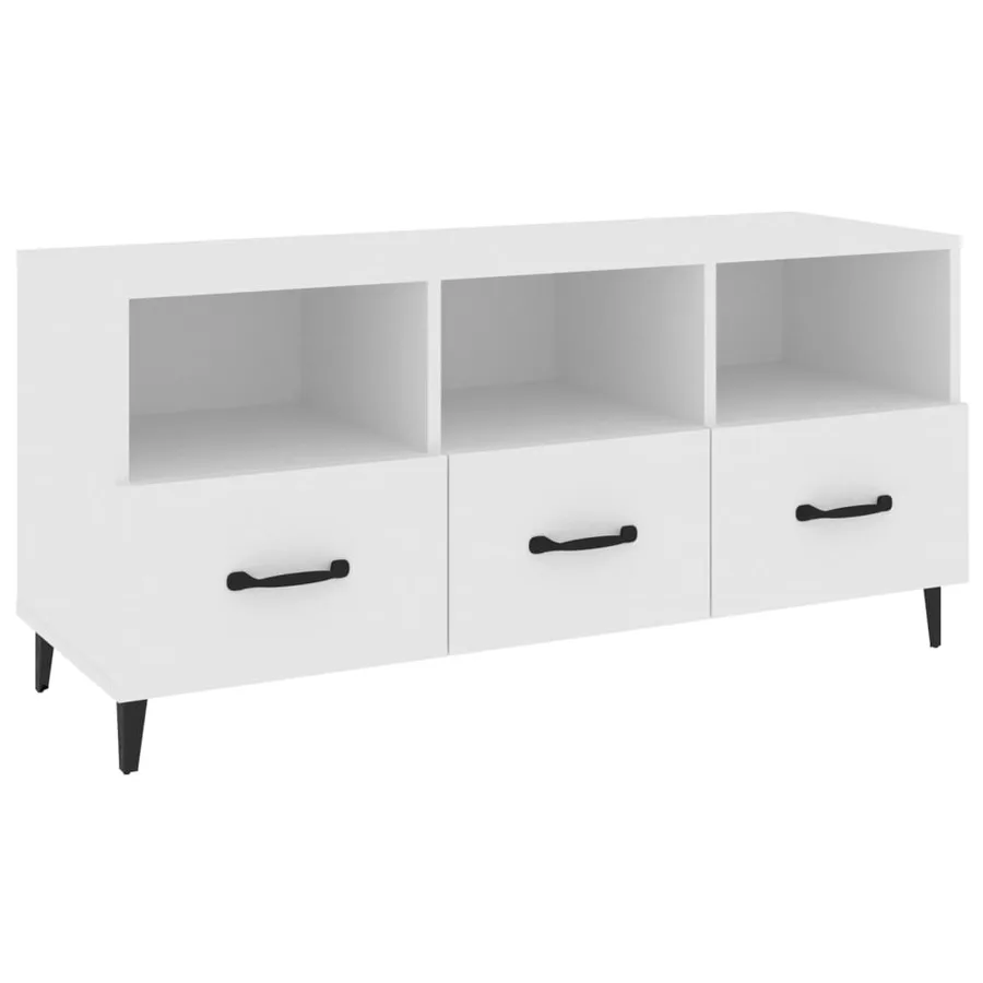 Meuble TV Blanc 102x35x50 cm Bois d'ingénierie - 2