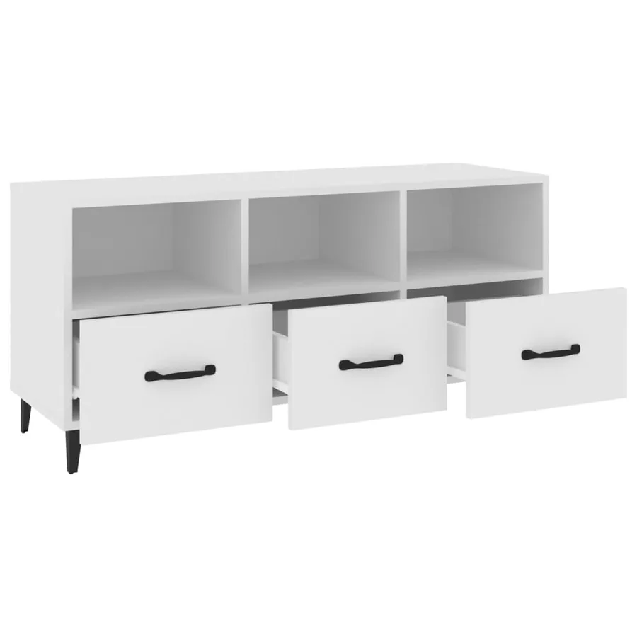 Meuble TV Blanc 102x35x50 cm Bois d'ingénierie - 6