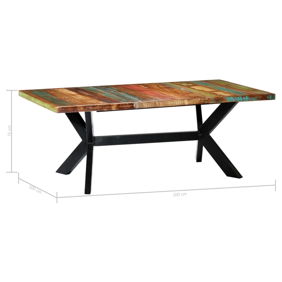 Table à manger 200x100x75 cm Bois de récupération solide - 5