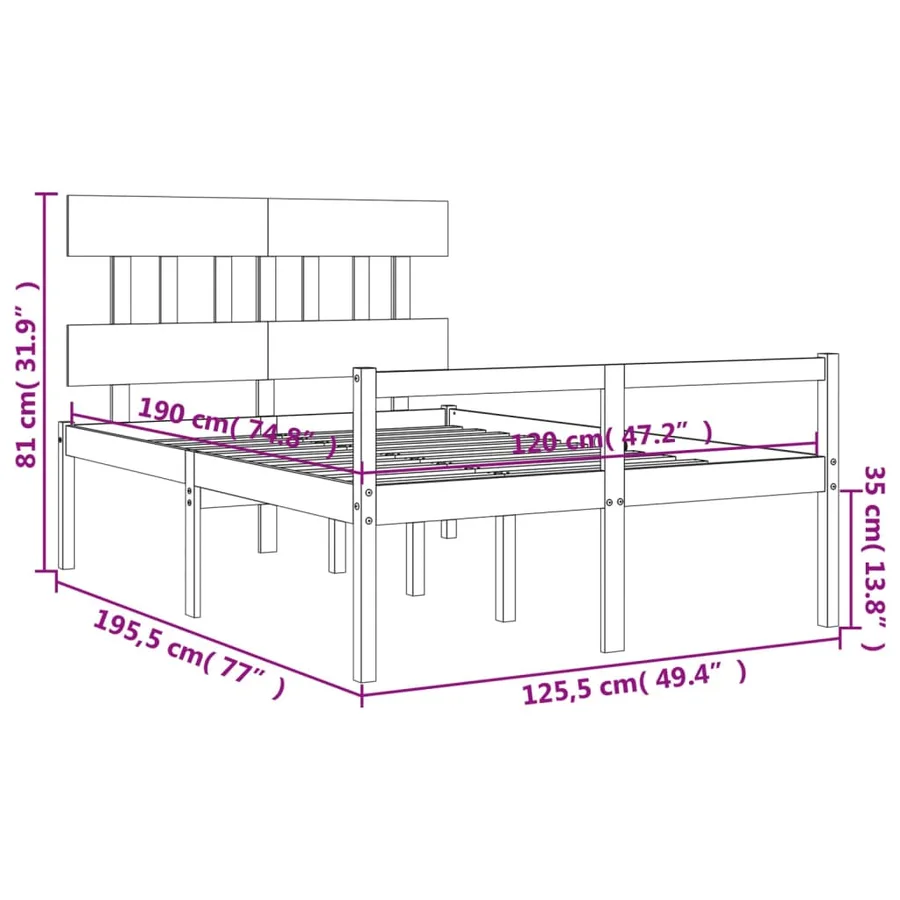 Lit pour personne âgée et tête de lit petit double bois massif - 12