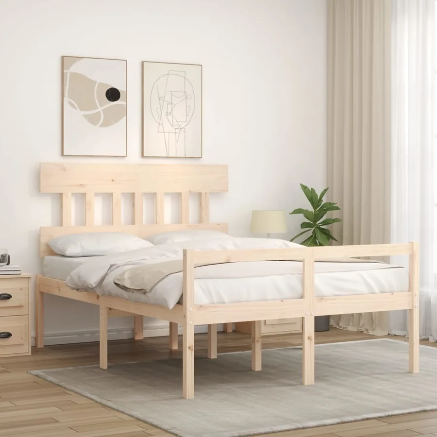 Lit pour personne âgée et tête de lit petit double bois massif - 3