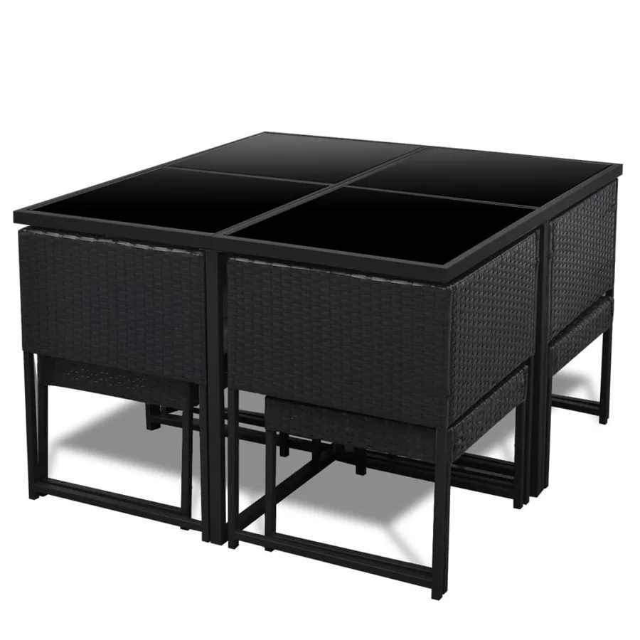 Ensemble à manger d'extérieur 9pcs coussins Résine tressée Noir - 4