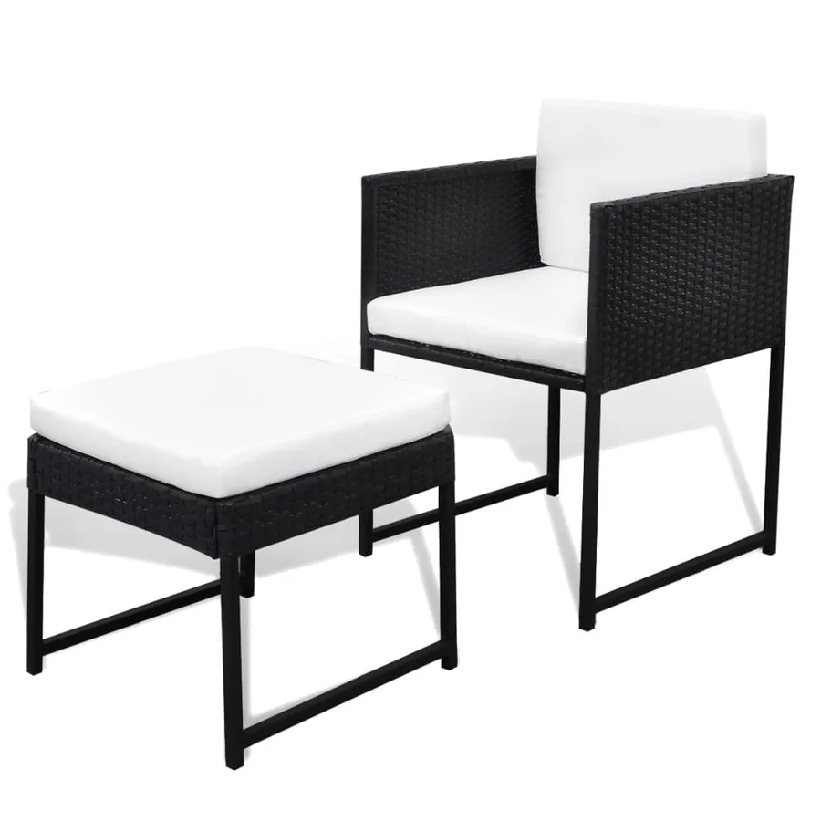 Ensemble à manger d'extérieur 9pcs coussins Résine tressée Noir - 6