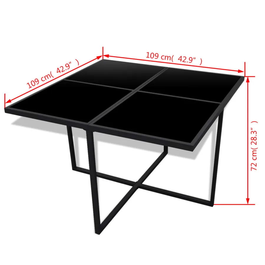 Ensemble à manger d'extérieur 9pcs coussins Résine tressée Noir - 7