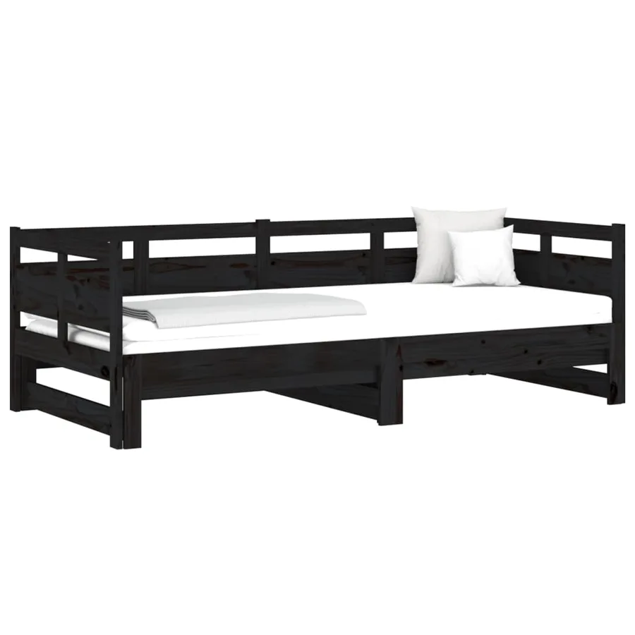 Lit coulissant sans matelas noir 2x(80x200)cm - 3