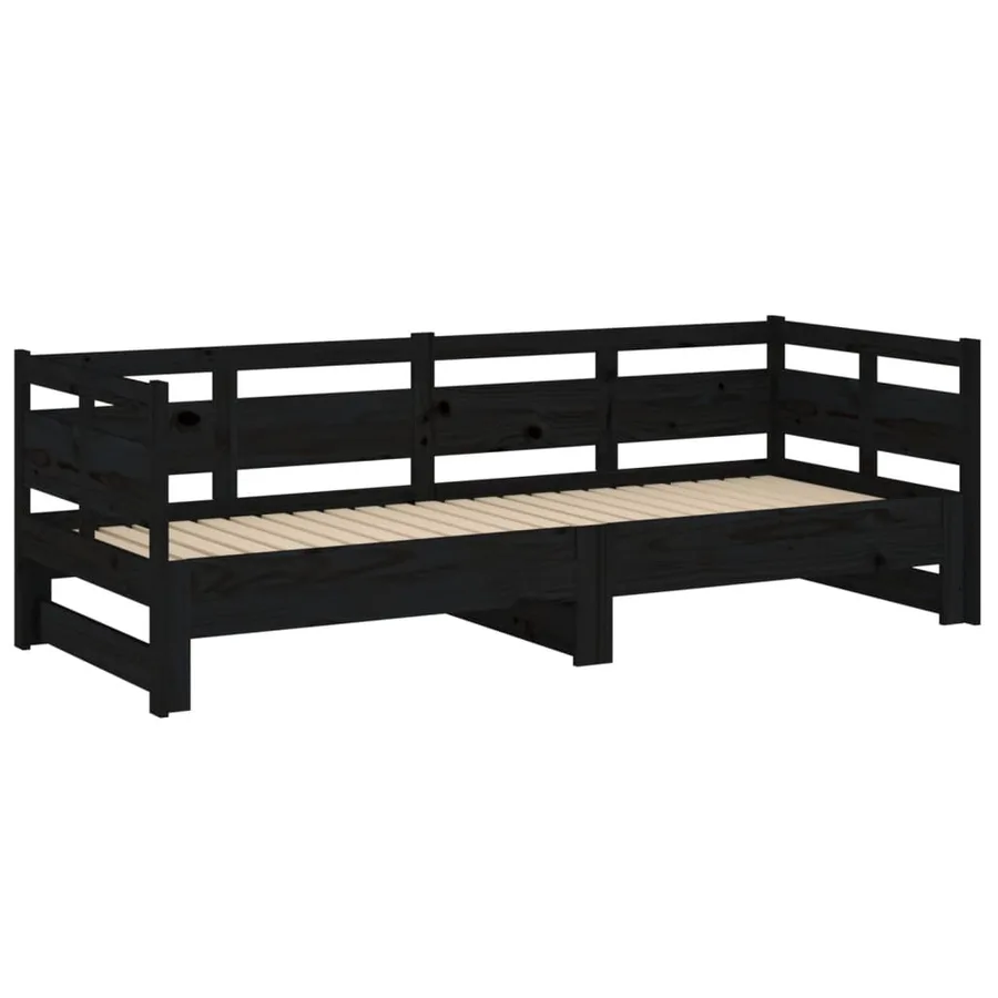 Lit coulissant sans matelas noir 2x(80x200)cm - 6