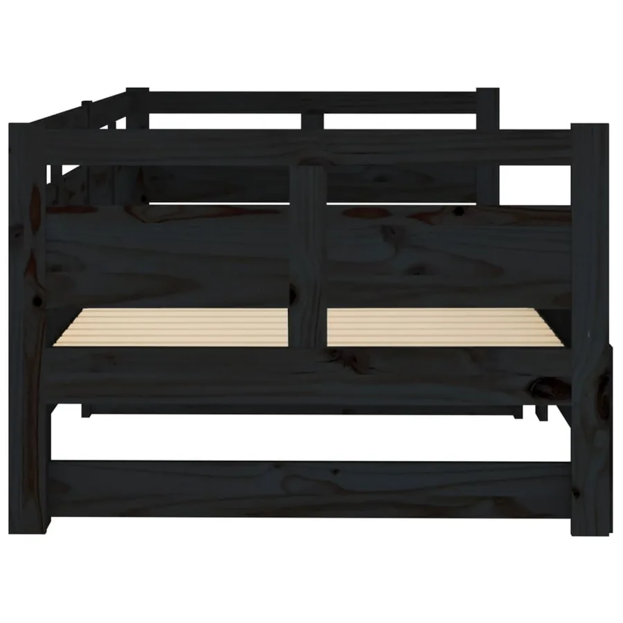 Lit coulissant sans matelas noir 2x(80x200)cm - 8