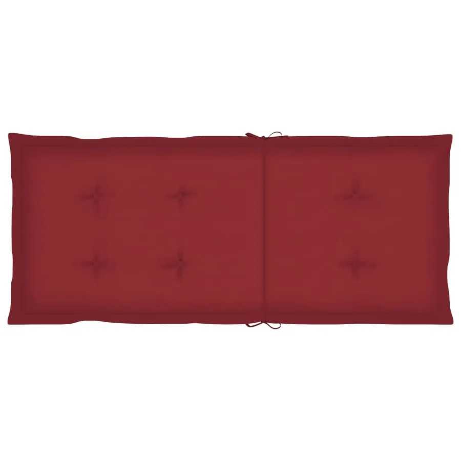 Chaises de jardin lot de 2 et coussins bordeaux Teck massif - 8