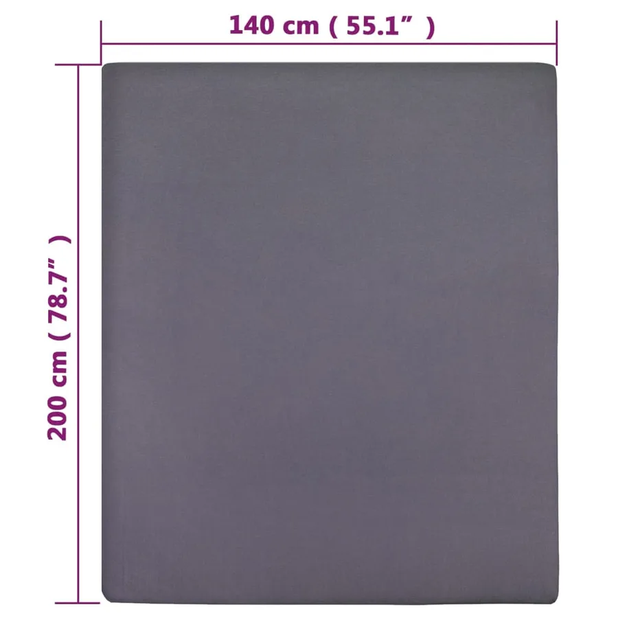 Draps-housses Jersey 2 pcs Anthracite 140x200 cm Coton - 5