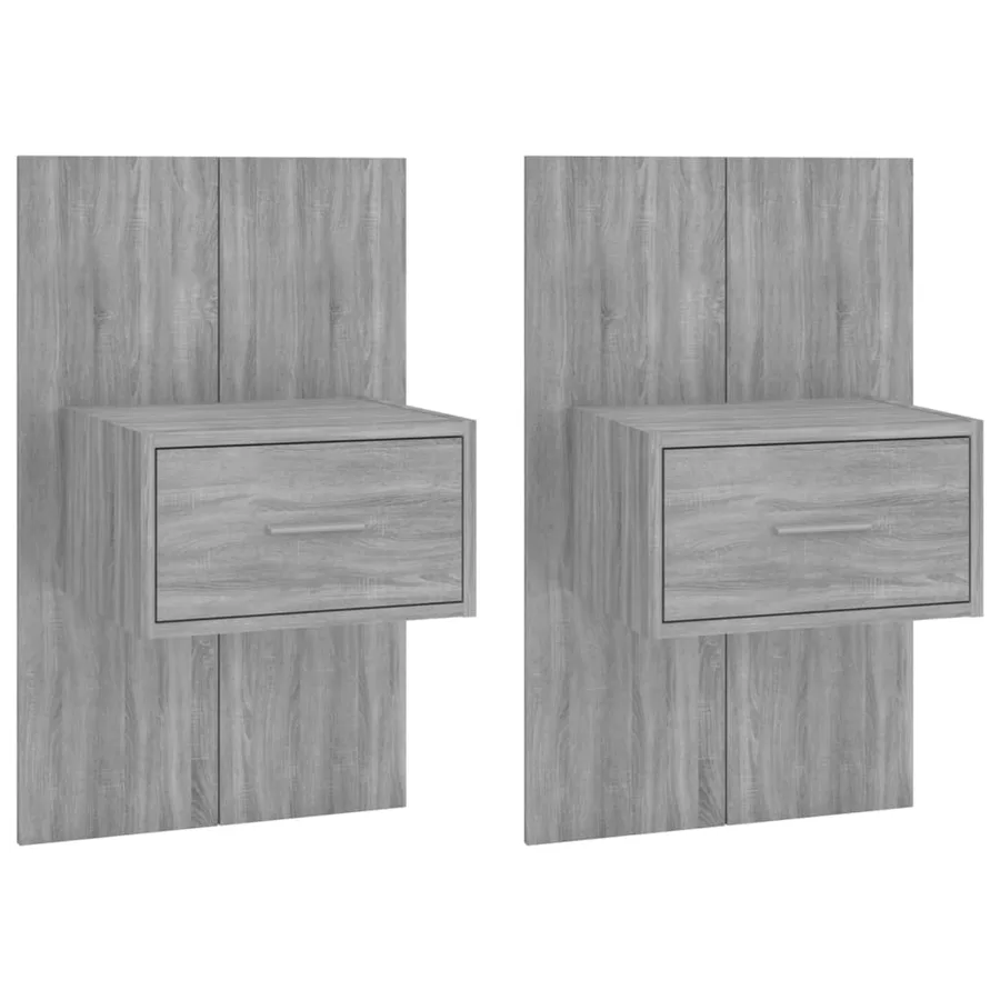 Tables de chevet murales 2 pcs Sonoma gris - 2
