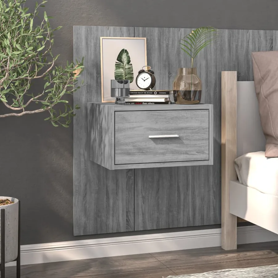 Tables de chevet murales 2 pcs Sonoma gris - 3