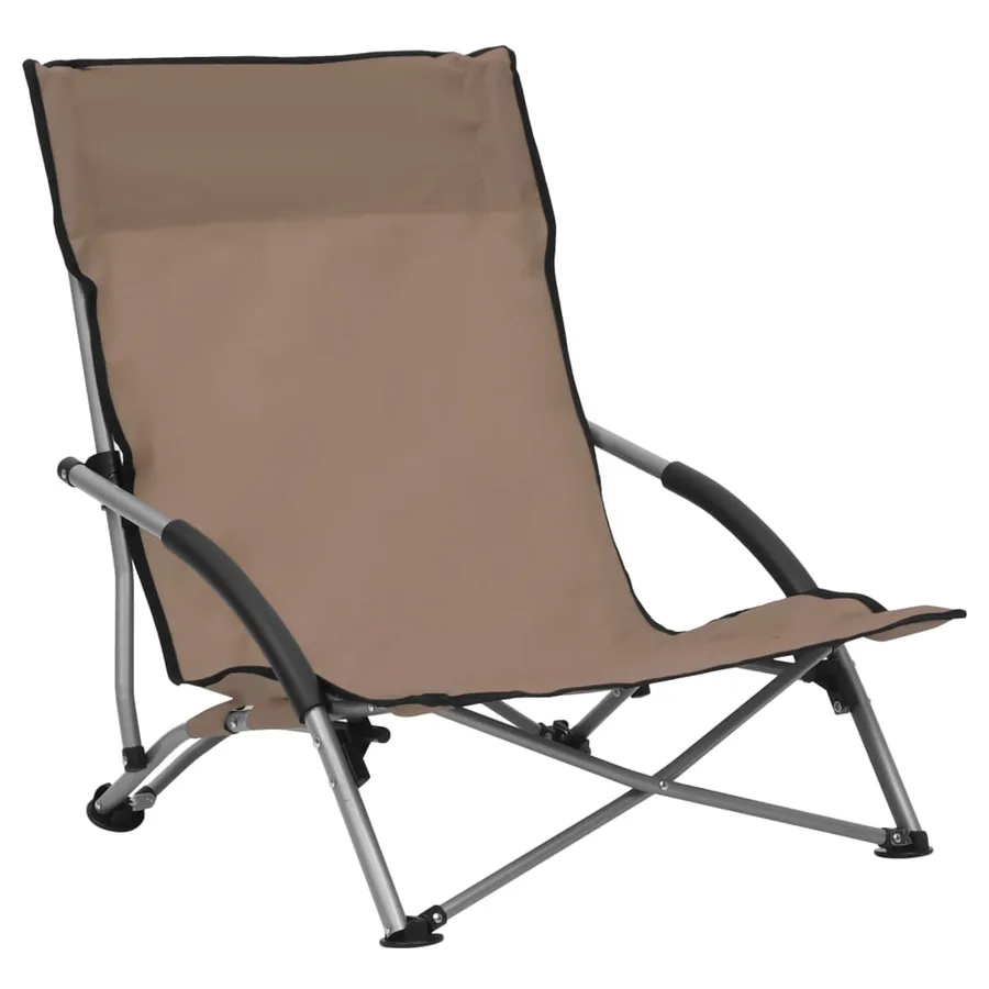 Chaises de plage pliables lot de 2 Taupe Tissu - 2