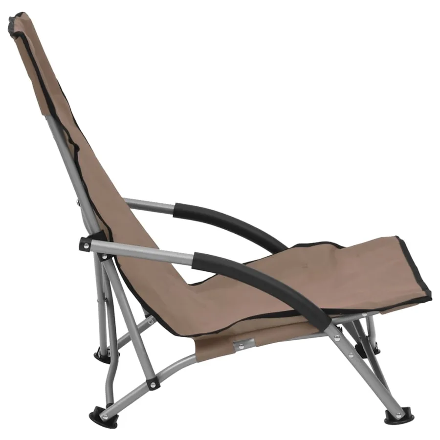 Chaises de plage pliables lot de 2 Taupe Tissu - 4