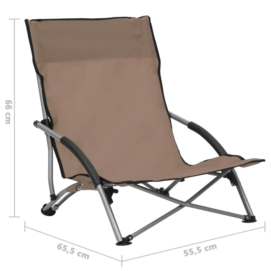 Chaises de plage pliables lot de 2 Taupe Tissu - 8