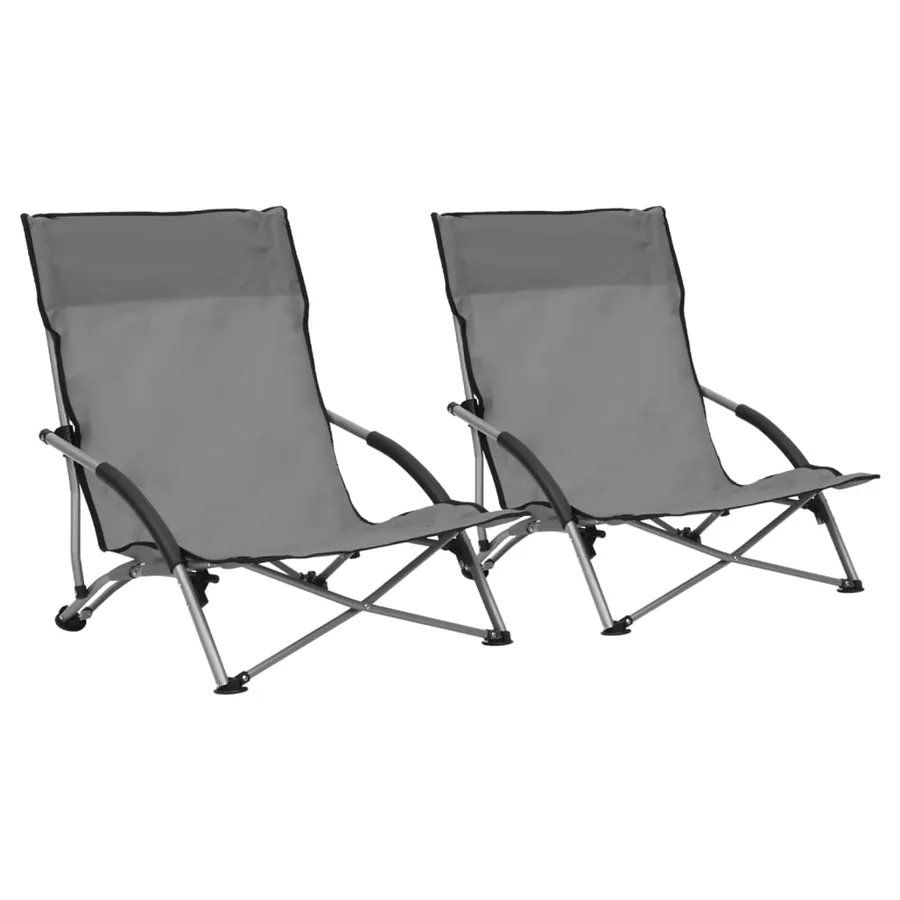 Chaises de plage pliables lot de 2 Taupe Tissu - 9