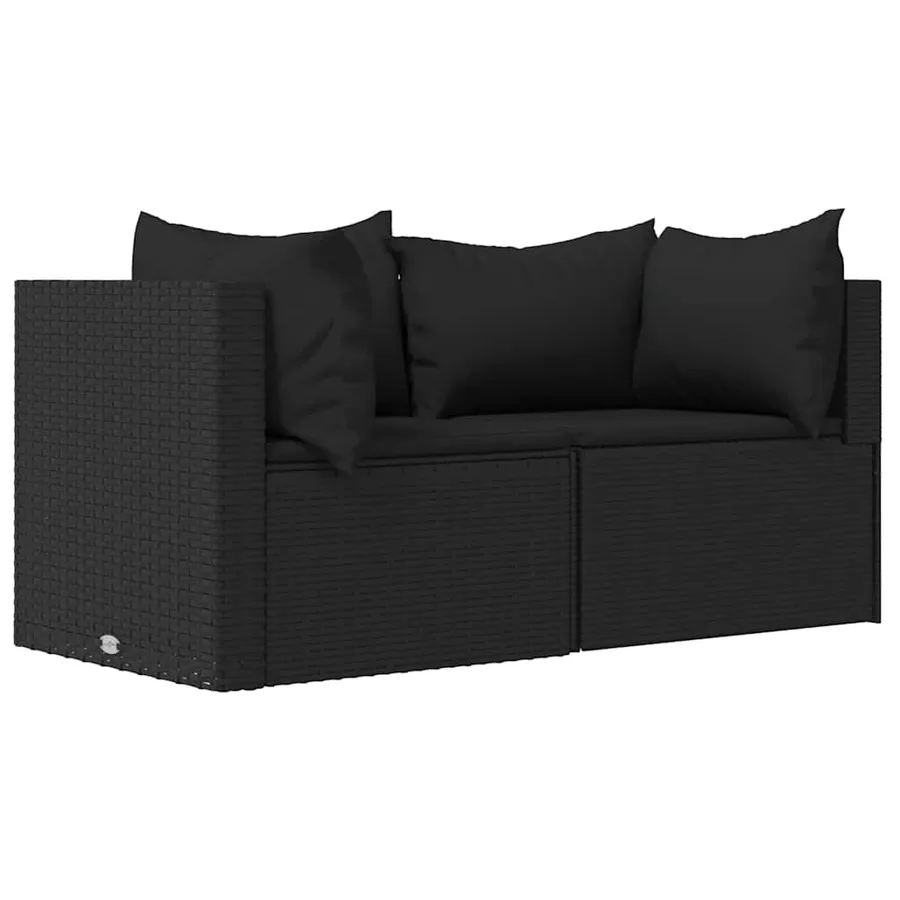 Canapés d'angle de jardin et coussins 2pcs Noir Résine tressée - 2
