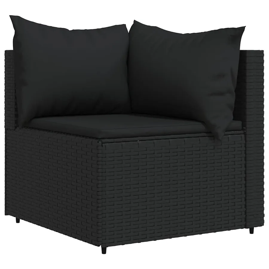 Canapés d'angle de jardin et coussins 2pcs Noir Résine tressée - 3